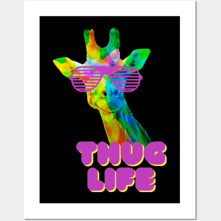 Thug Life Neon Giraffe Posters and Art